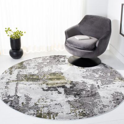 Tapis abstrait gris / vert Serafino