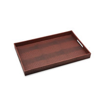 Decorative LV Detailed Brown Leather Tray