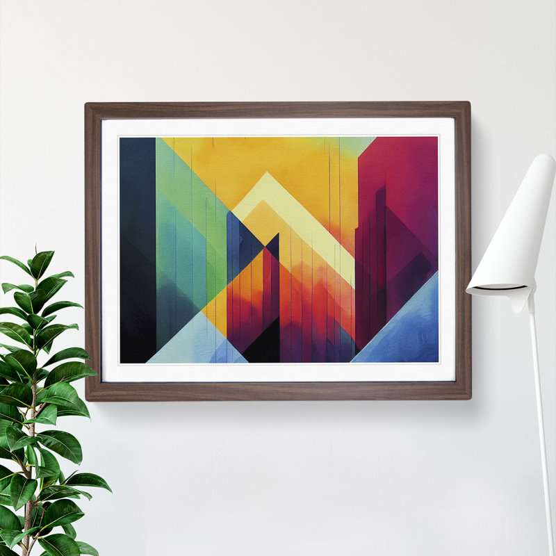 Flourishing Abstract - Single Picture Frame Painting, 46cm H x 64cm W x 2cm D, Walnut