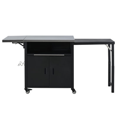 Foldable Outdoor Prep Station BBQ Cart Patio Dining Cart Foldable Outdoor Kitchen Island Grill Cart with Trash Rack