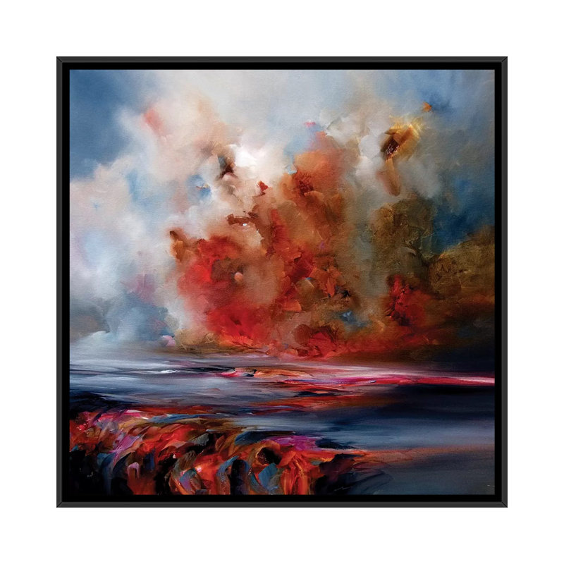 Peinture à la chaleur sur toile tendue, H 18 po x l 18 po x P 1,5 po, Toile avec cadre noir, Pas de tapis