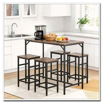 5-Piece Dining Table Set Table Stools Space Saving Practical