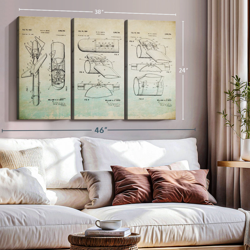 Impression sur toile Guidé Missile, H 24 po x l 38 po x P 1,25 po