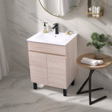 24" Free-standing Single Bathroom Vanity With Ceramic Sink