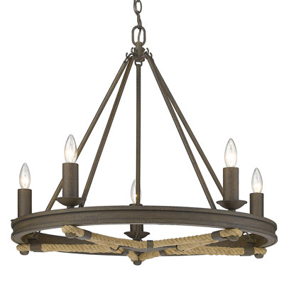 Charlie-Jo 5 - Light Steel Dimmable Round Chandelier