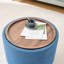 Repose-pieds rond en lin bleu avec rangement caché et plateau en bois, 2 pour la chambre à coucher, 41 à usage multifonctionnel, espace confortable, bureau à haute structure en mousse, pratique