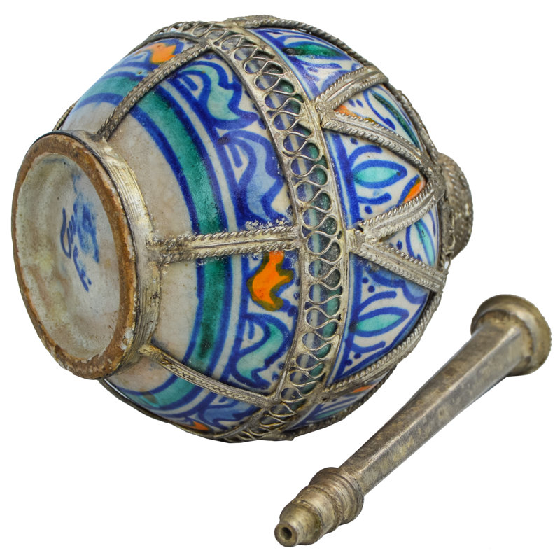 Vase de table intérieur / extérieur bleu / orange / bleu sarcelle 8,5 po