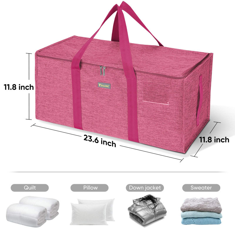 Extra Large Storage Tote with Zippers & Carrying Handles, Red