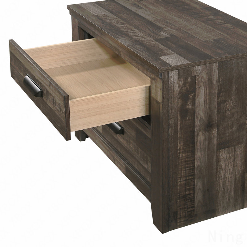 Table de chevet 2 tiroirs Contemporary, Brun