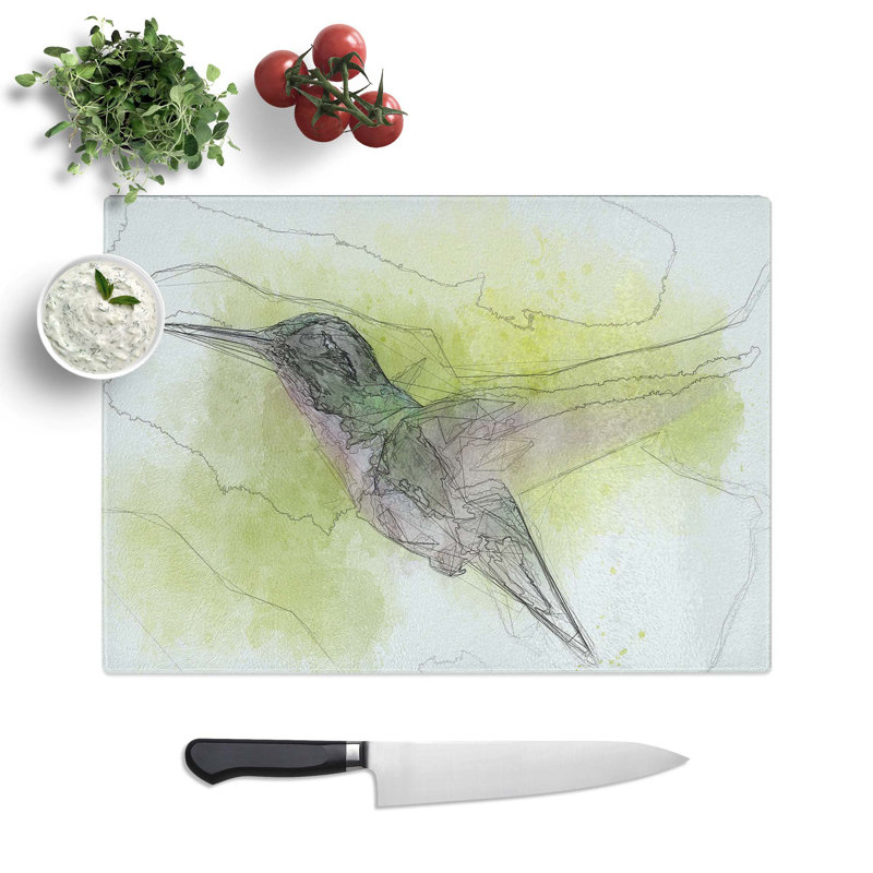 Glass Hummingbird in Costa Rica in Abstract Chopping Board, 39 cm W x 28.5 cm L