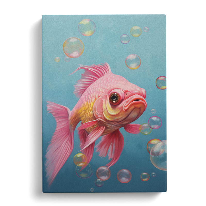 Fish Bubble Gum Painting - Wrapped Canvas, 60cm H x 40cm W x 3cm D