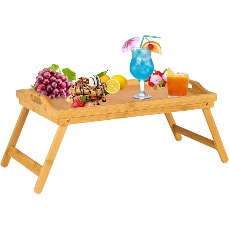 Camira Tray Bamboo Bed Tray Table with Foldable Legs And Handles Breakfast Tray Lap Tray (Natural)