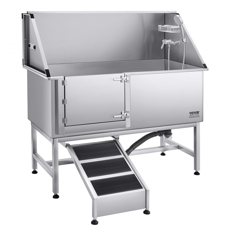 149.1cm H x 149.9cm W x 70.1cm D Stainless Steel Dog Grooming Tub