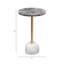 Table d'appoint ronde artistique en pierre et métal pour salon - Meuble d'appoint contemporain et élégant au profil étroit pour bureau - 48 cm, violet et or