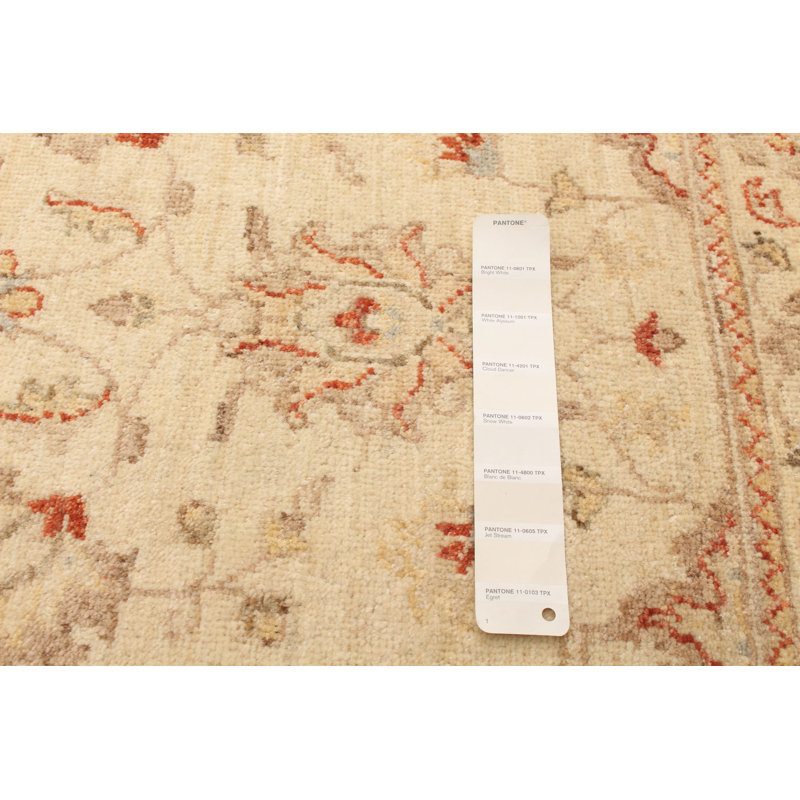 Tapis ivoire en laine noué à la main de conception unique 2 pi 8 po x 5 pi Gurshaan