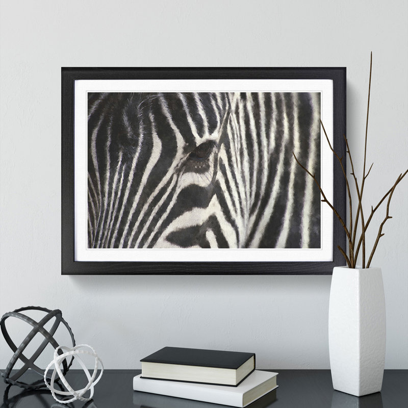 Zebra Vol.4 - Picture Frame Painting, 48cm H x 65cm W x 2cm D, Black