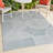 Anaelisa High-Low Geometric Arch Scandi Striped Light Blue/Cream Indoor/Outdoor Rug-2137057304