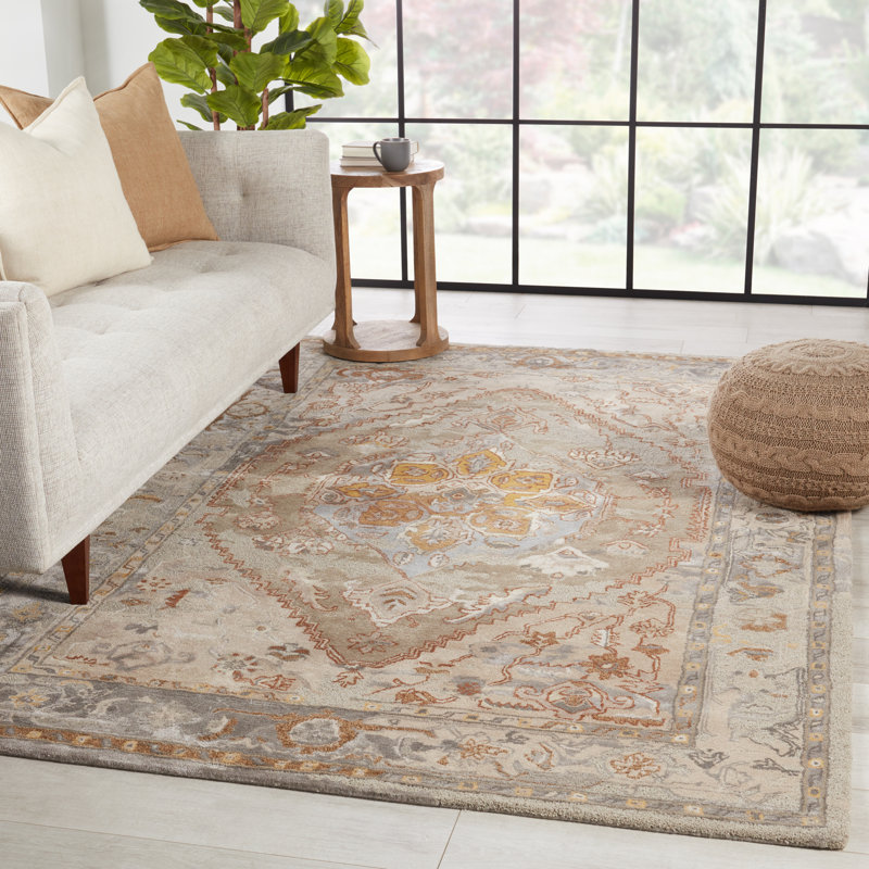Tapis taupe / doré Halterman, Rectangle 8 pi x 10 pi