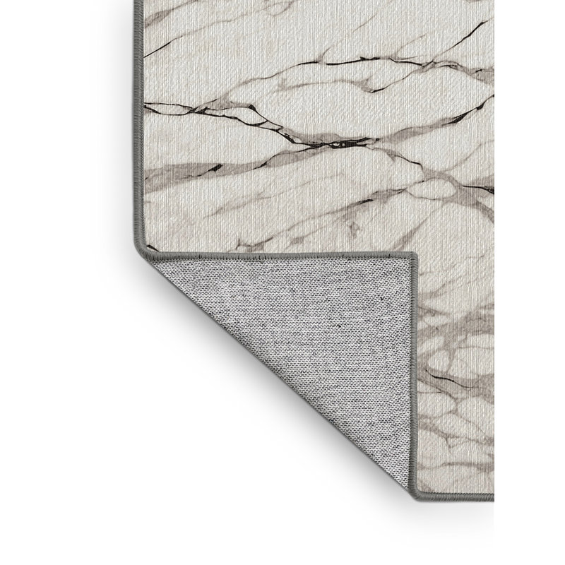 Machine Washable Gray Area Rug, Round 5'