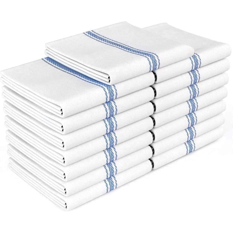 Classic Dish Towels - 15 Pack - 14"- 100% Cotton Kitchen Towels - Reusable Bulk Cleaning Cloths - Blue Hand Towels - Super Absorbent - Machine Washable