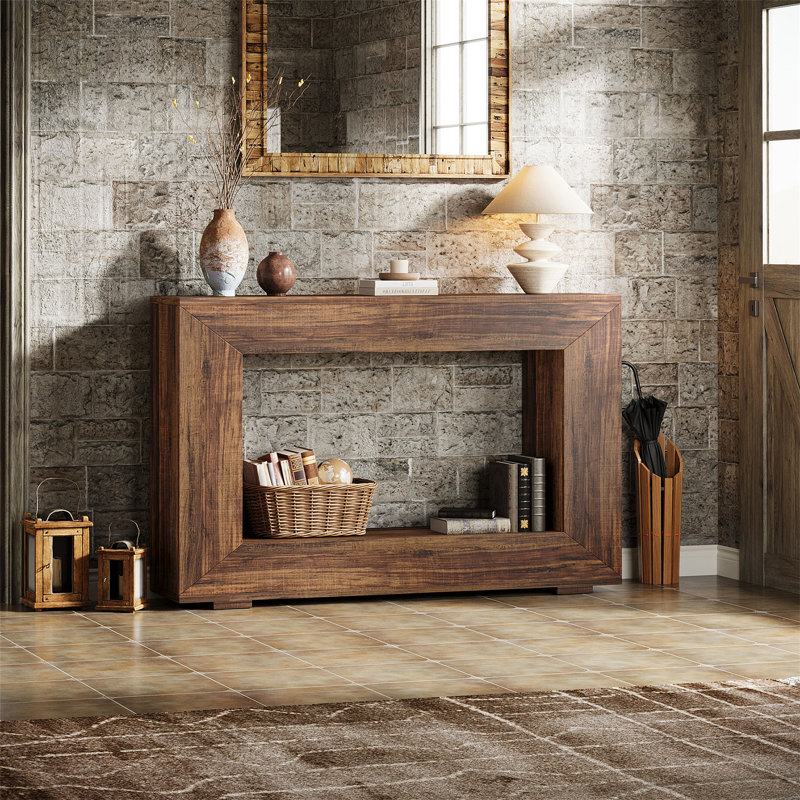 Table console, canapé d'entrée en bois rustique 47 po avec rangement Farmhouse, Brun rustique