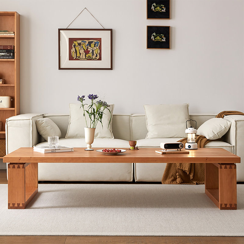 Table basse simple en bois de cerisier massif, H 17,7 po x L 39,4 po x l 23,6 po