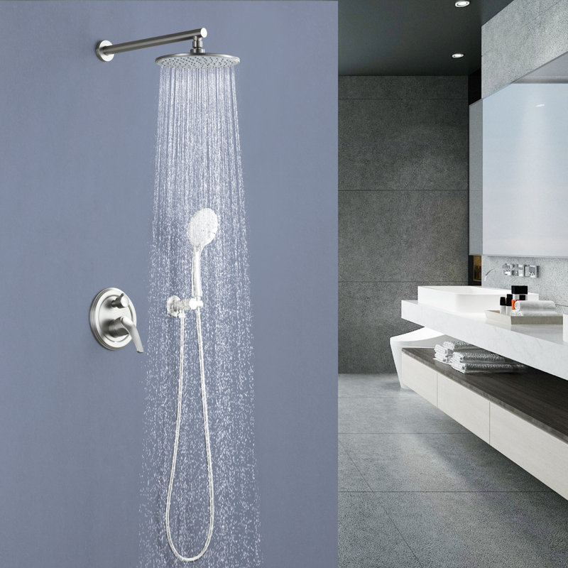 Robinet de douche avec valve brute, Nickel brossé
