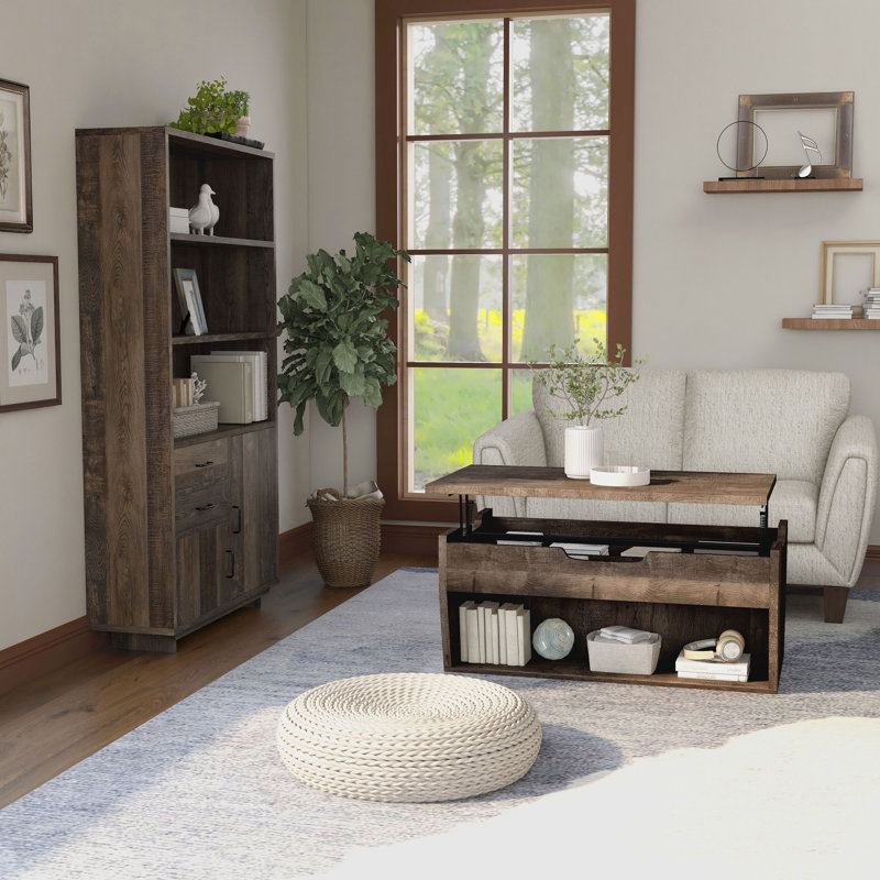 Ikumi Metal 2-Piece Coffee Table and Bookcase Set