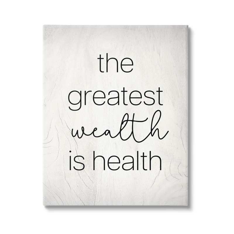 "Greatest Wealth Is Health", art mural sur toile par Lil 'Rue, H 20 po x l 16 po x P 1,5 po