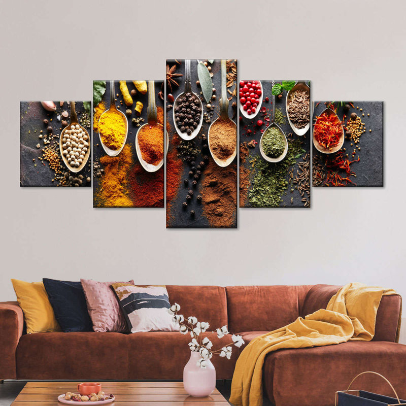" Different Spices " 5 - Pieces, 24" H x 55" W x 1.25" D