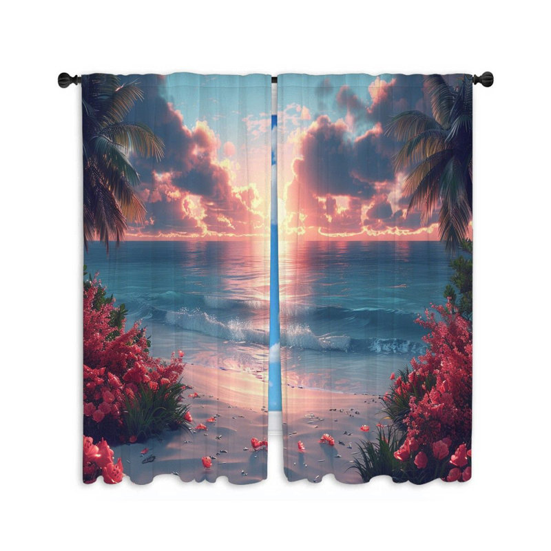 Rideaux de fenêtre Sunrise - vue sur la mer - 2 panneaux, L 40 po x L 63 po