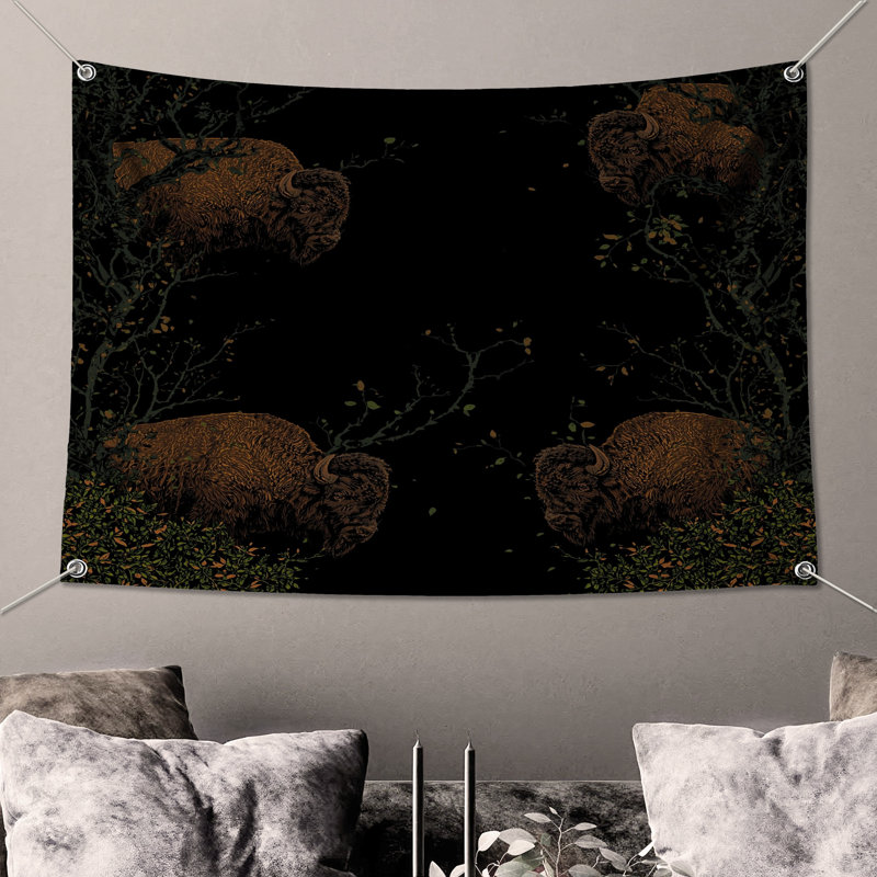 Tapisserie murale Buffalo In Woodland - Buffalo, H 104 po x 88 avec 4 œillets