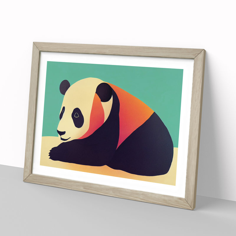 Abstract Panda Vol.2 - Framed Print, 46cm H x 64cm W x 2cm D, Oak