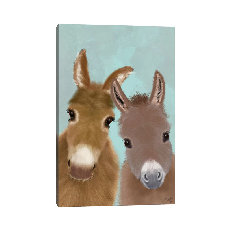 Donkey Duo, Looking At You by Fab Funky - Wrapped Canvas Print, 101.6 cm H x 66.04 cm W x 3.175 cm D