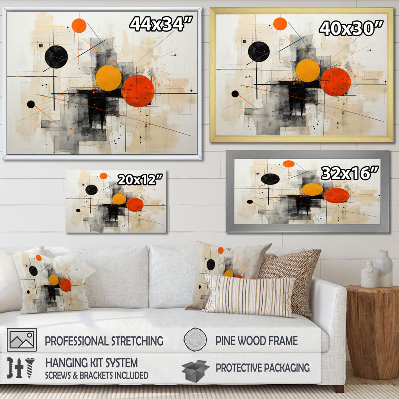 «Gerhardine Geometric Abstraction IV», reproduction d'art sur toile, Cadre photo noir, H 12 po x l 20 po x P 1 po