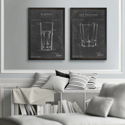 «Barware Blueprint I» par Antonyus Bunjamin (Abe) - ensemble de 2 reproductions d'art encadrées