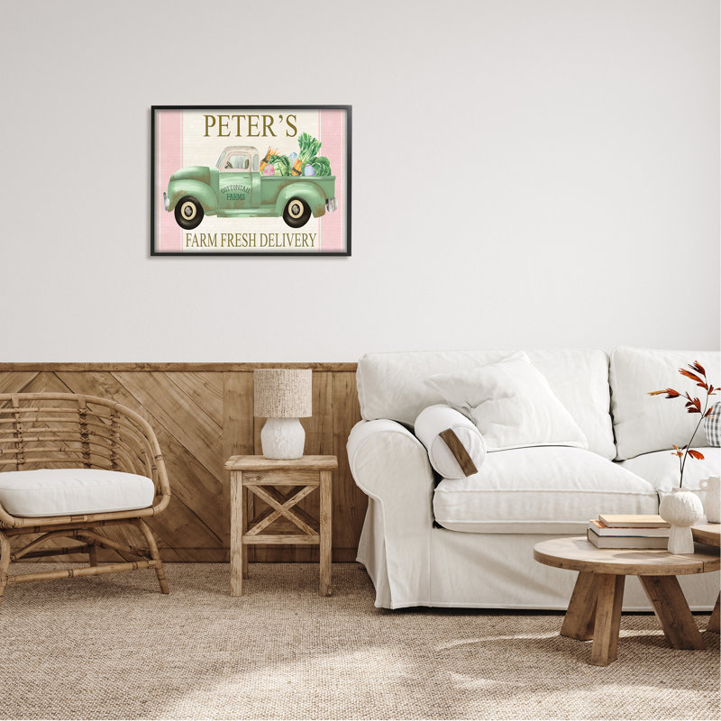 «Farm Fresh Livraison Sign», par Rust Art, H 24 po x l 30 po x P 1,5 po, Giclée encadrée noir minuit