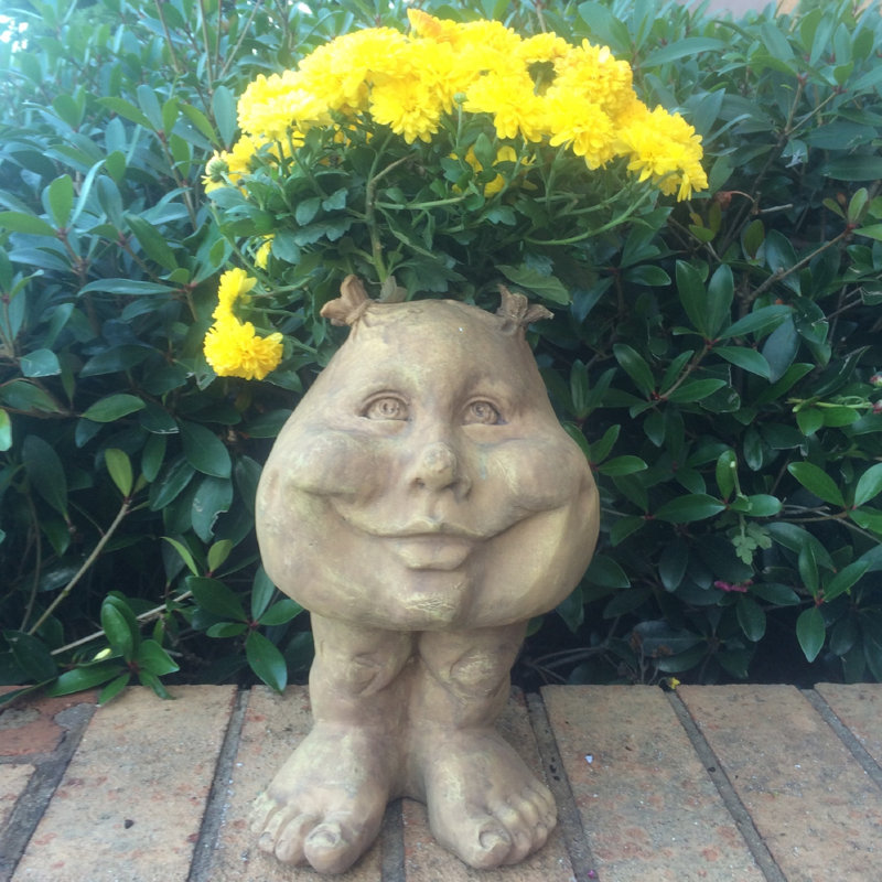 Pot à fleurs Muggly's Sister Suzy Q Face, Délavé à la pierre