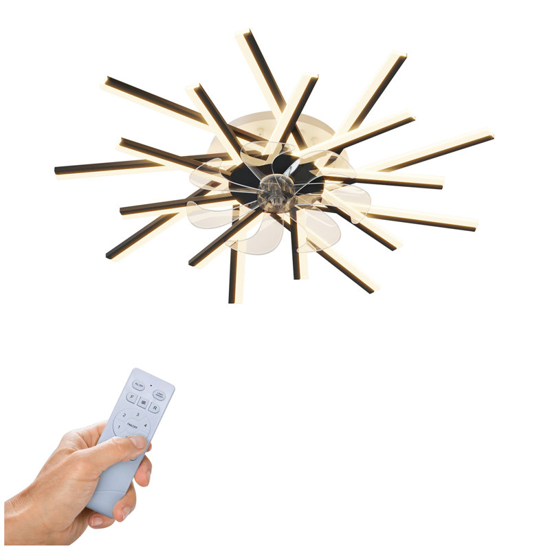 Ventilateur de plafond 36 po avec lumières DEL à contrôle variable à distance, ventilateur à 6 vitesses, Blanc