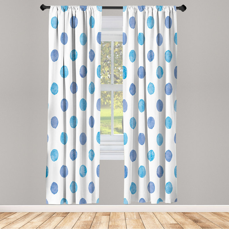 Microfiber Floral Semi-Sheer Rod Pocket Curtain Panels, 28" W x 84" L, Blue/White