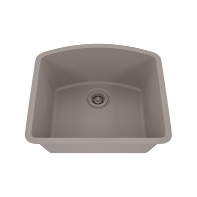 23-Inch Platinum Quartz Composite Drop-in Undermount D-Shape Single Bowl Kitchen Sink -  Lexicon Quartz, LP-2321D-C-SO