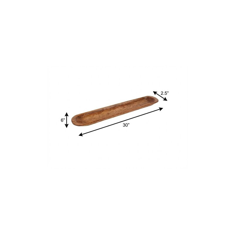 30" Natural Solid Wood Oval Dough Bowl