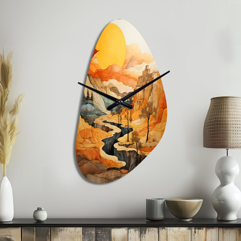 «Bold Landscape Canyon Desert VI», horloge murale en forme de canyon, Grand