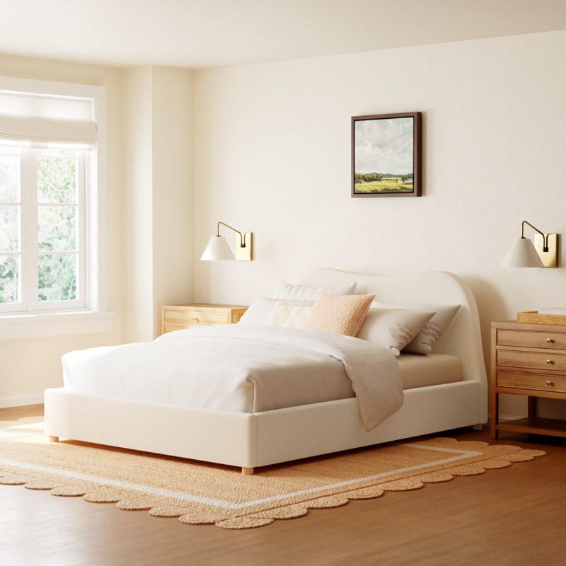 Kiren Upholstered Boucle Bed, Queen