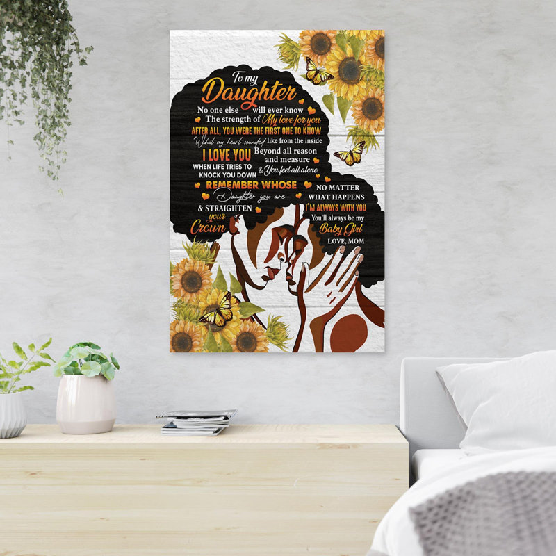 «Mom & Daughter - No One Else Will Ever Know The Force Of My Love For You», reproduction d'art graphique sur toile tendue 1 pièce