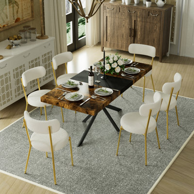 55.11" to 70.86" Extendable Rectangle Dining Table Set Wooden Table with Dining Chairs