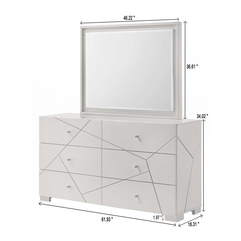 Commode 6 tiroirs ultrabrillante
