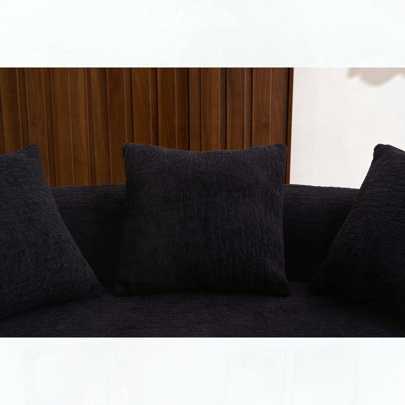 Causeuse incurvée avec 3 coussins Boneless, Noir