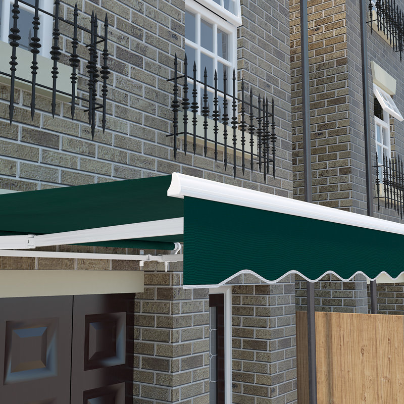 Brayden Studio 450cm W x 300cm D Retractable Awning Patio Garden Canopy Angle Adjustable, Green
