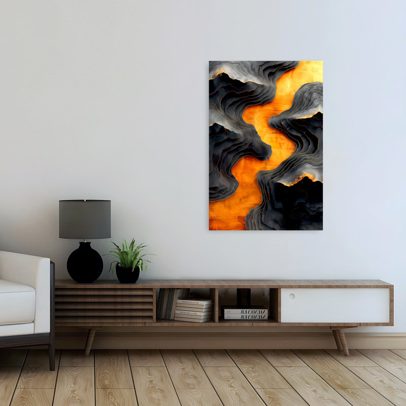 Golden Golden Layers, art mural contemporain élégant et abstrait, 48" H x 32" W
